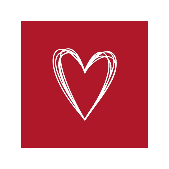 Ppd Servetten 33cm 20stuks Pure Heart Red