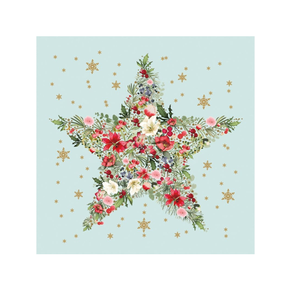 Ppd Servetten 33cm 20stuks Beautiful Christmas Star Blue