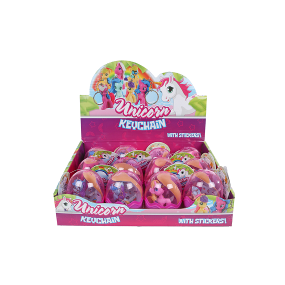 Unicorn Sleutelhanger 5cm In Ei Met Stickers Assortiment
