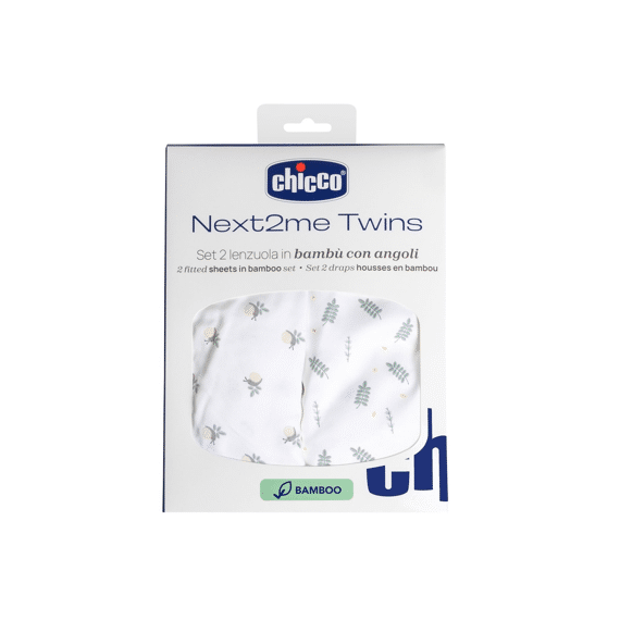 Chicco Next2me Twins Hoeslakens Bamboo 2st Greenery