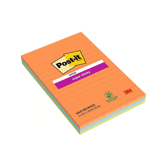 Super Sticky Notes 101x152mm 45 Blaadjes/blok Gelijnd