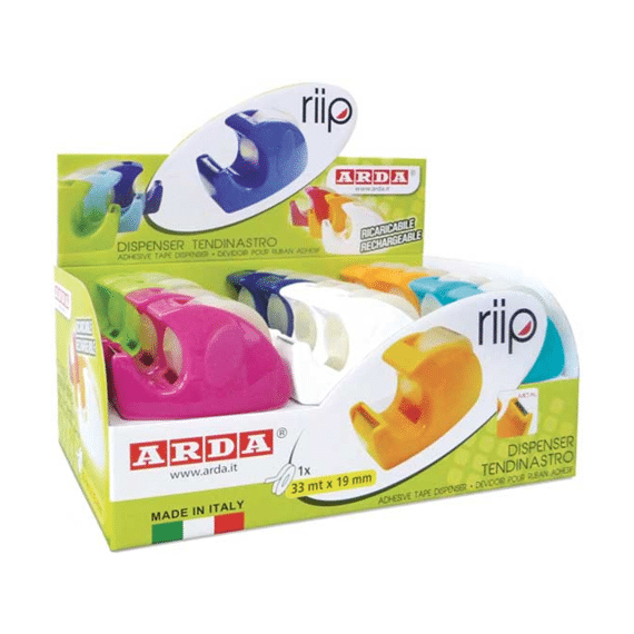 Plakband Ripp 19mmx33m Met Afroller Assortiment Prijs Per Stuk