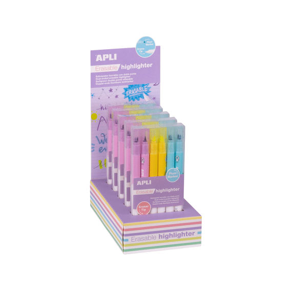 Apli Uitwisbare Overlijner Highlighter Dubbele Punt Set Van 6 Stuks
