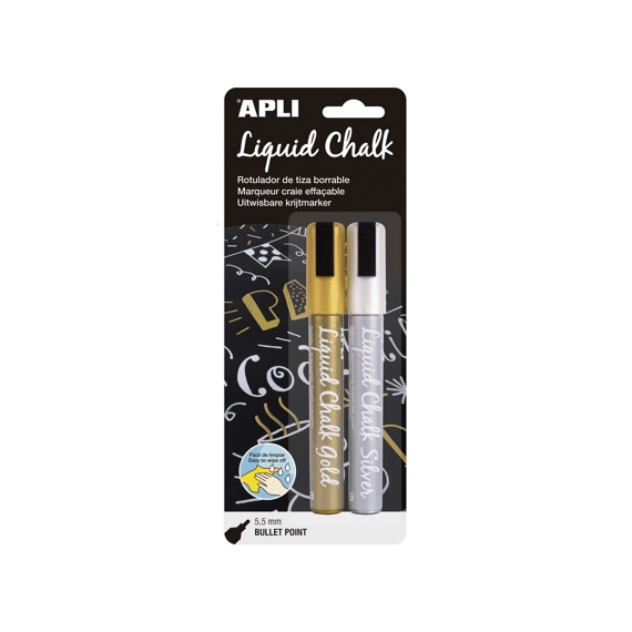 Apli Liquid Kalk Marker Pen Uitwisbaar 5.5mm Goud