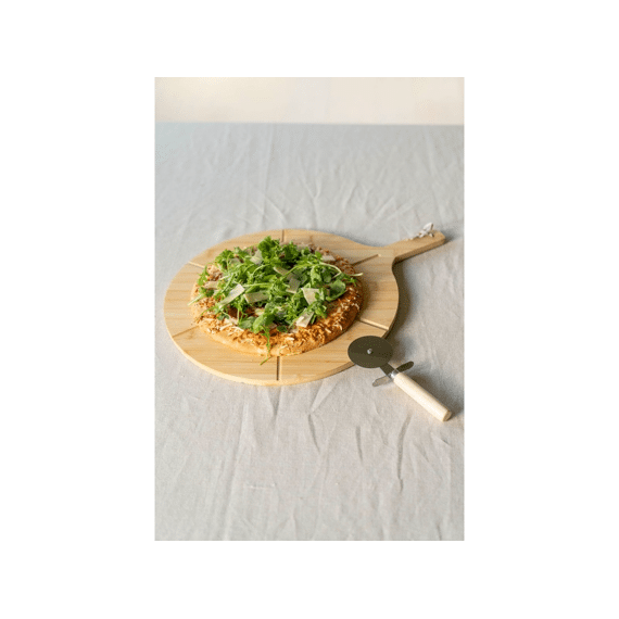 Pizzasnijplank Bamboe Met Pizzasnijder