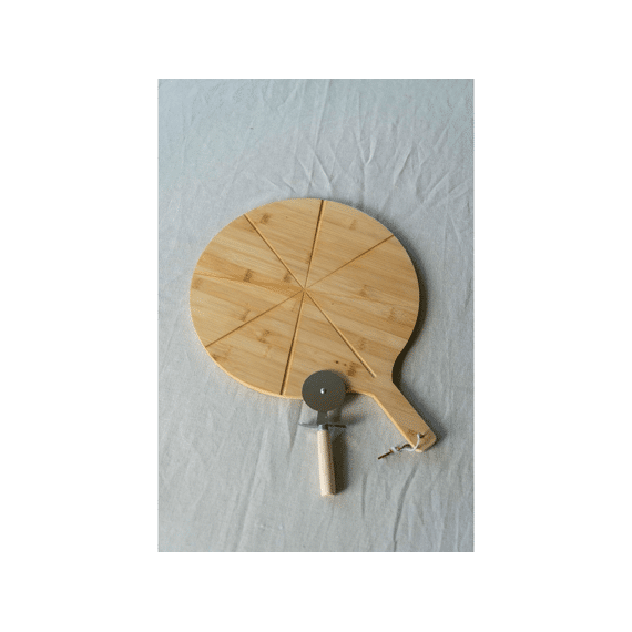 Pizzasnijplank Bamboe Met Pizzasnijder