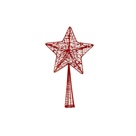 Cosy At Home Kerstboompiek Star Glitter Rood