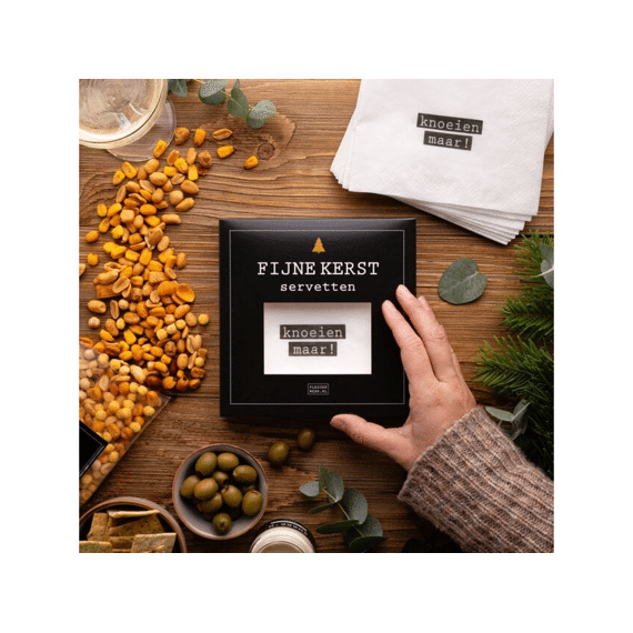 Flessenwerk Fijne-kerst-servetten, Knoeien Maar! 12stuks