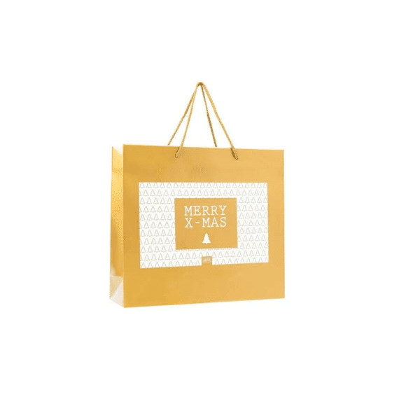 Flessenwerk Geschenkzak Groot  Merry Christmas Goud 40x12x36cm