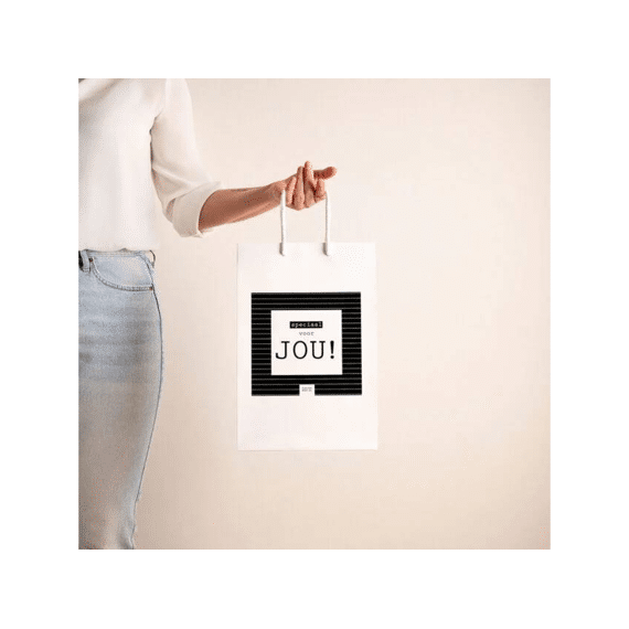 Flessenwerk Geschenkzak Klein Speciaal Voor Jou Zwart/wit 24x12x36cm