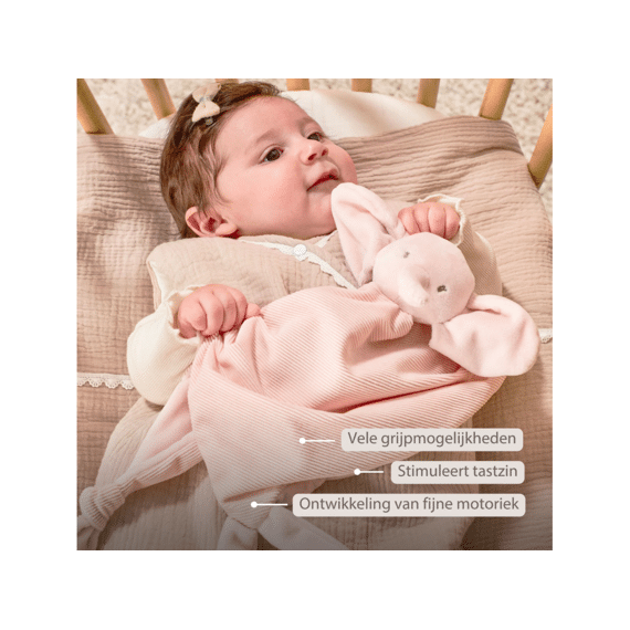 Nattou Fanfan Maxi-doudou Olifant Corduroy Roze