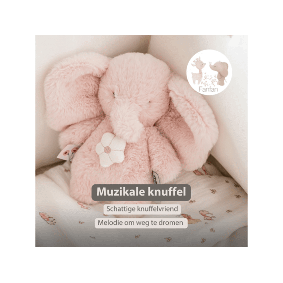Nattou Fanfan Mini-muziektrekker Olifant Roze