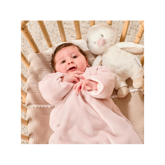 Nattou Fanfan Slaapzak Roze Velours 70Cm Met Afneembare Mouwen Tog 2,5