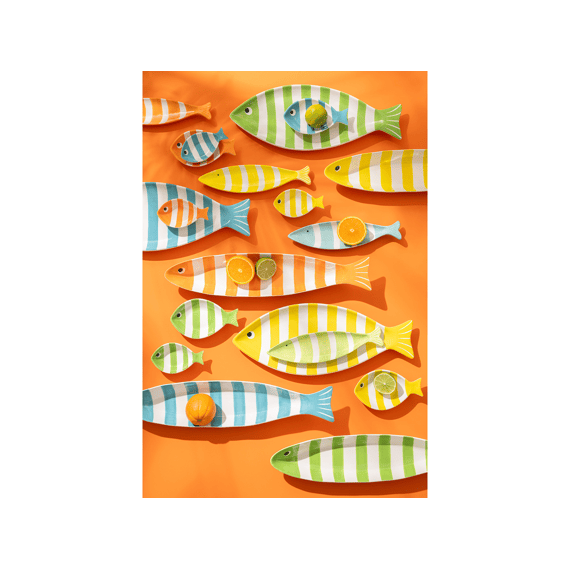 J-Line Dienblad Vis S Gestreept Dolomiet Mix 27,5x8x2cm 4 Assortiment
