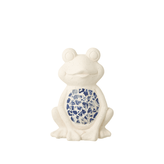 J-Line Kikker Buiten Mozaiek Magnesium Beige/Blauw 27,5x20x39cm