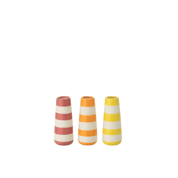 J-Line Vaas Gestreept Porselein Mix S 5,5x5,5x13cm 3 Assortiment
