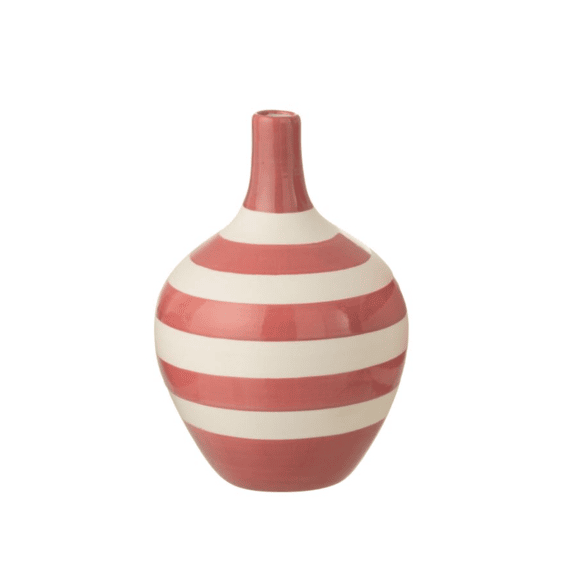 Vaas Gestreept Porselein Wit/roze M 15,5x15,5x24cm