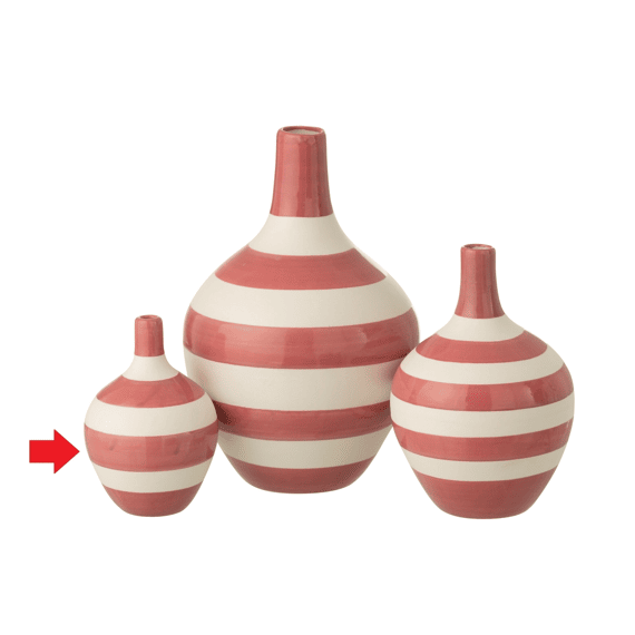Vaas Gestreept Porselein Wit/roze S 11,5x11,5x17cm