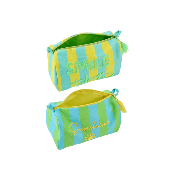 J-Line Toilettas Sunshine/lach Gestreept Katoen 22x14x12cm Assortiment