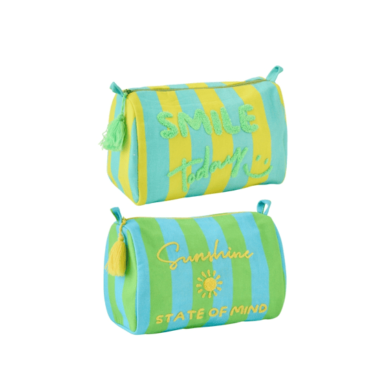 J-Line Toilettas Sunshine/lach Gestreept Katoen 22x14x12cm Assortiment