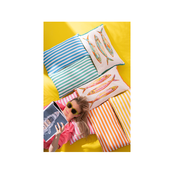 Kussen Sardienen Katoen Mix 50x30x10cm 2assortiment