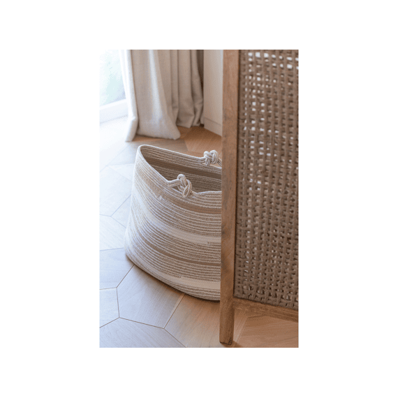 Mand Gestreept Poly Wit/beige 57x36x38cm