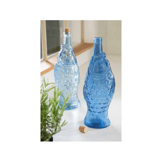 Fles Glas Bl/bl 12x12x33cm Assortiment