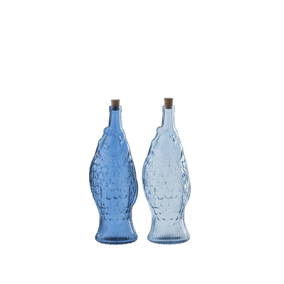 Fles Glas Bl/bl 12x12x33cm Assortiment