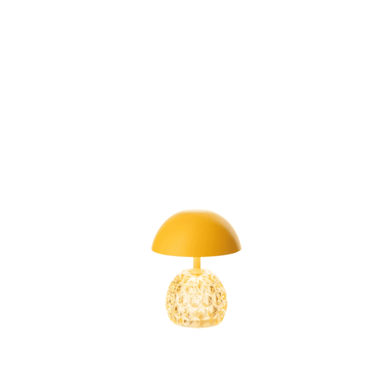 J-Line Lamp Led Champignon Ijzer/glas Geel 13,5x13,5x15,7cm