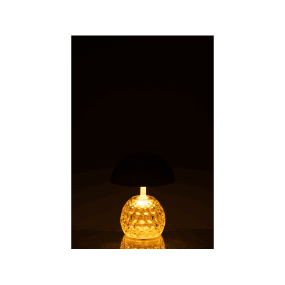 J-Line Lamp Led Champignon Ijzer/glas Geel 13,5x13,5x15,7cm
