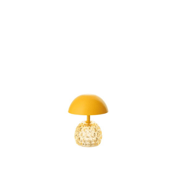 J-Line Lamp Led Champignon Ijzer/glas Geel 13,5x13,5x15,7cm