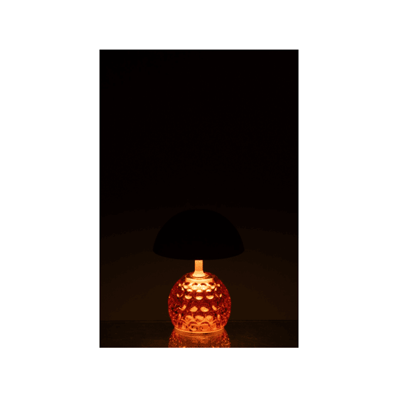 J-Line Lamp Led Champignon Ijzer/glas Oranje 13,5x13,5x15,7cm