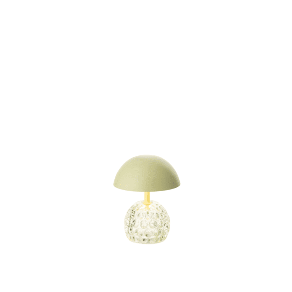 J-Line Lamp Led Champignon Ijzer/glas Lichtgroen 13,5x13,5x15,7cm