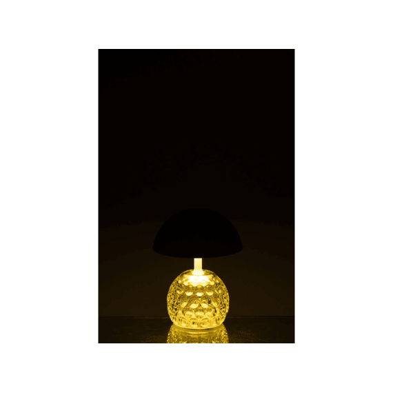 J-Line Lamp Led Champignon Ijzer/glas Lichtgroen 13,5x13,5x15,7cm