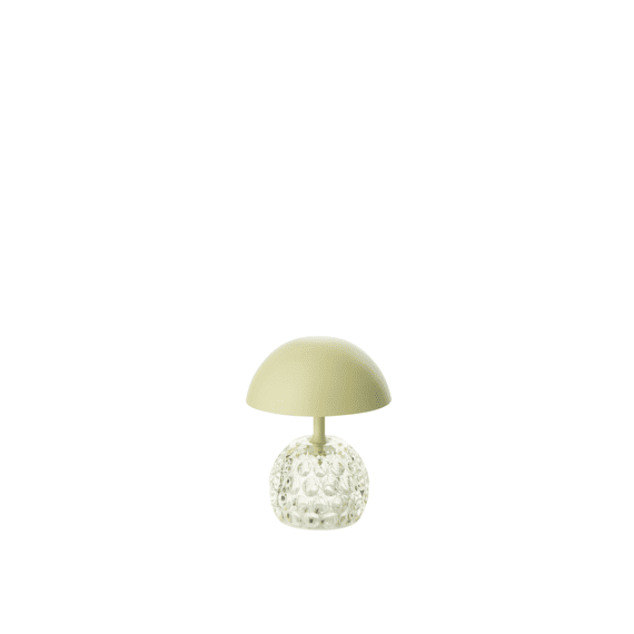 J-Line Lamp Led Champignon Ijzer/glas Lichtgroen 13,5x13,5x15,7cm