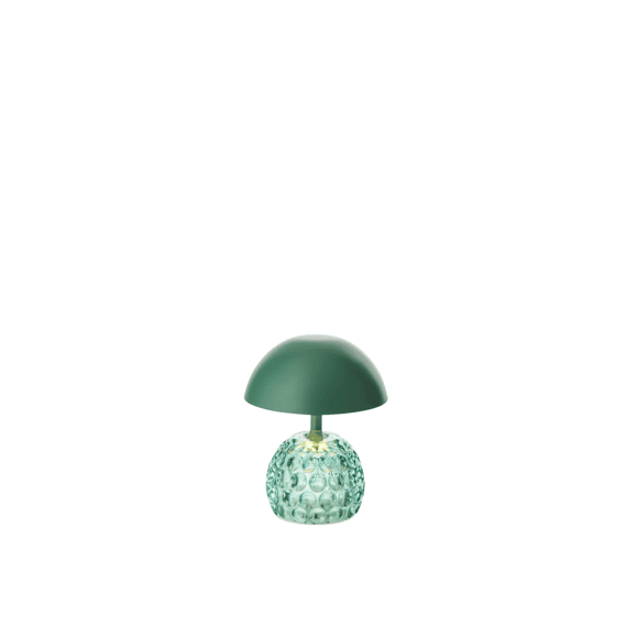 J-Line Lamp Led Champignon Ijzer/glas Donkergroen 13,5x13,5x15,7cm