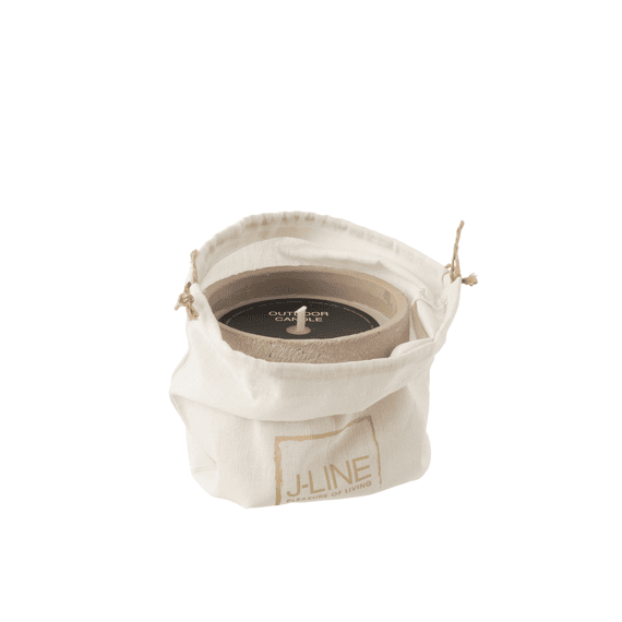 J-Line Buitenkaars 16h Rond Paraf Beige S 14x14x11cm