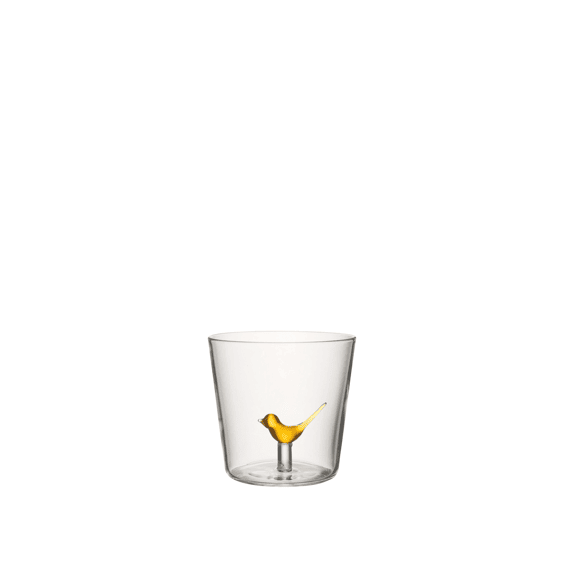 J-Line Drinkglas Vogel Glas Geel 8,5x8,5x8cm