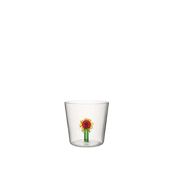J-Line Drinkglas Zonnebloem Glas Mix 8,5x8,5x8cm