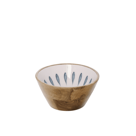 J-Line Schaal Mangohout Blauw/Wit M 15x15x7,5cm