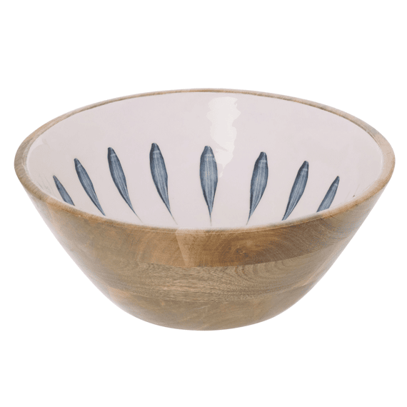 J-Line Schaal Mangohout Blauw/Wit L30x30x12cm