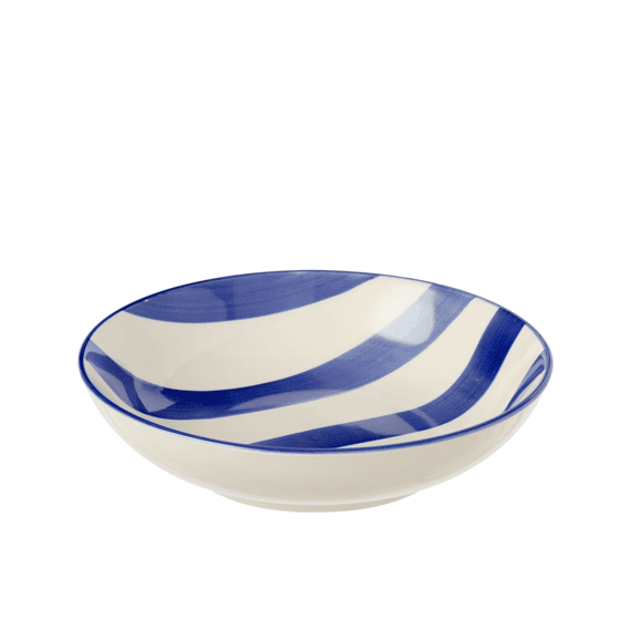 J-Line Diep Bord Gestreept Klei Blauw/Wit 20x20x5cm