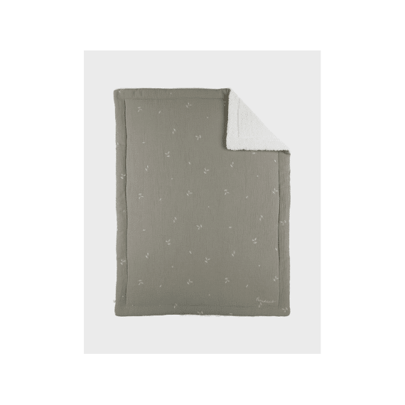 Noukies Fluffy, Orso En Lily Deken 75x100cm Embroidered Muslin & Sherpa Kaki