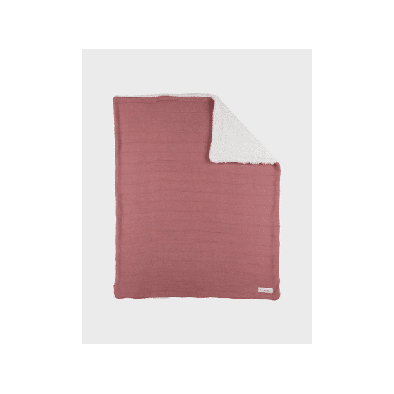 Noukies Mix And Match 25 Gebreid Deken Red With Sherpa 75x100cm