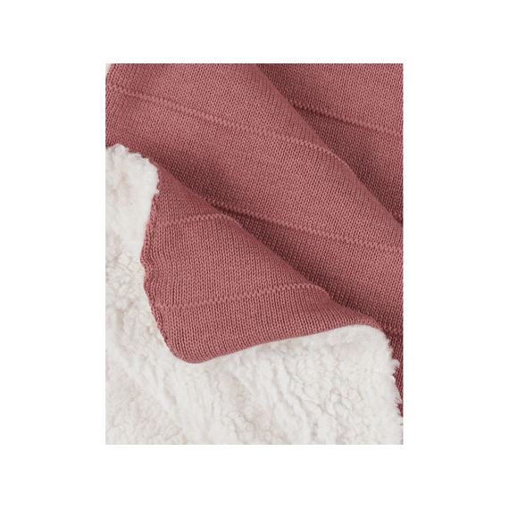 Noukies Mix And Match 25 Gebreid Deken Red With Sherpa 75x100cm