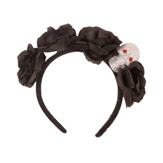 Diadeem Bloemen Zwart
