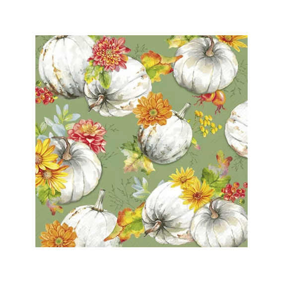 Ihr 10805 Cucurbita End Flowers Lunchservet Green