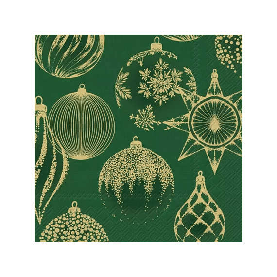 Ihr 10253 Shining Baubles Lunchservet Green Gold