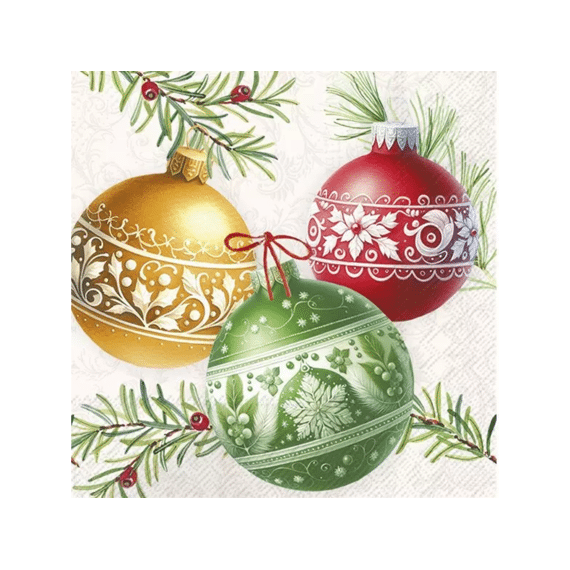 Ihr 10883 Christmas Bubbles Cocktailservet Cream