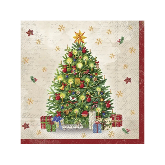 Ihr 9715 Festive Tree Cocktailservet Cream